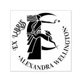 Art Deco Moon Goddess Dog Star Ex Libris Buchname Permastempel (Design)