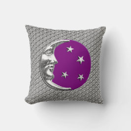 Art Deco Moon und Stars - Amethyst Lila & Silver Kissen