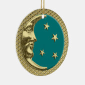 Art Deco Moon und Stars Aquamarin auf einem Golden Keramik Ornament (Rechts)