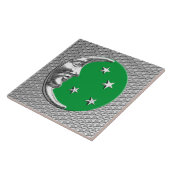 Art Deco Moon und Stars - Jade Green und Silver Fliese (Seite)