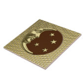 Art Deco Moon und Sterne - Schokolade Braun & Gold Fliese (Seite)