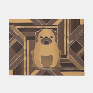 Art Deco Mops Hund - Pastell Gold Fußmatte