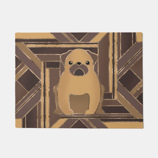 Art Deco Mops Hund - Pastell Gold Fußmatte (Vorderseite)