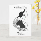 ART DECO MOTHERS DAY GREETING CARD KARTE (Gelbe Blume)