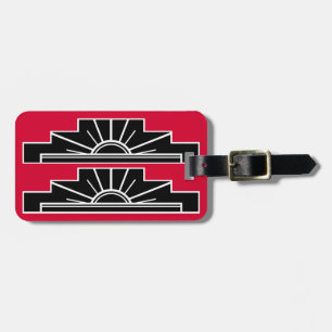 Art Deco Motif in B&W und Red Luggage Tag Gepäckanhänger