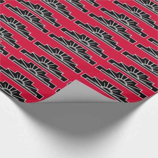 Art Deco Motif in B&W und Red Wrapping Paper Geschenkpapier (Ecke)