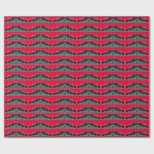 Art Deco Motif in B&W und Red Wrapping Paper Geschenkpapier (Flach)