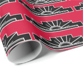 Art Deco Motif in B&W und Red Wrapping Paper Geschenkpapier (Rolleneckpunkt)