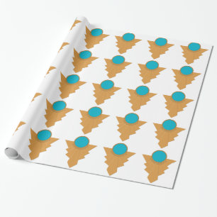 Art Deco Motif in Gold und Türkis Wrapping Pape Geschenkpapier