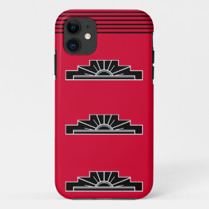 Art Deco-Motiv in Schwarz-Weiß und roter Hülle Cas