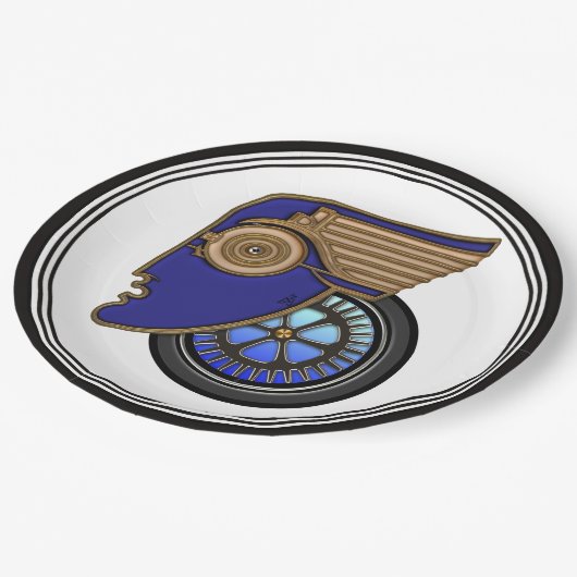 Art Deco Motorhead Pappteller (Schrägansicht)