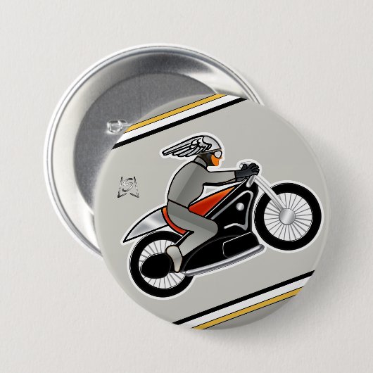 Art-Deco-Motorrad (3"-Button) Button (Vorne & Hinten)