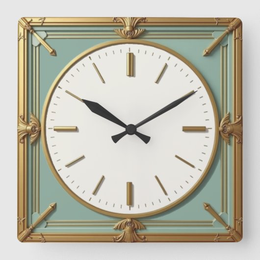 Art Deco Münze Quadratische Wanduhr (Vorderseite)
