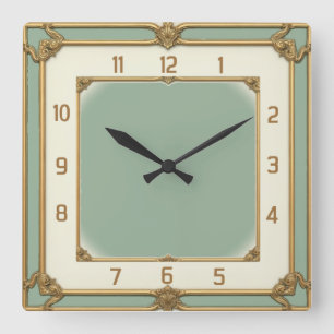 Art Deco Münze Quadratische Wanduhr