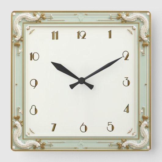 Art Deco Münze Quadratische Wanduhr (Vorderseite)