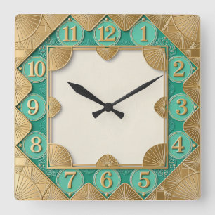 Art Deco Münze Quadratische Wanduhr