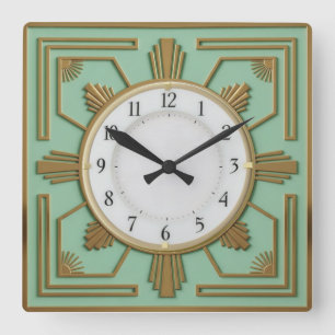 Art Deco Münze Quadratische Wanduhr