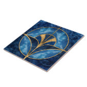 Art Deco Muschel - Blue Marble & Gold Fliese (Seite)