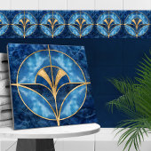 Art Deco Muschel - Blue Marble & Gold Fliese