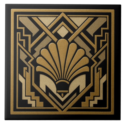 Art Deco Muschel-Design Fliese (Vorderseite)
