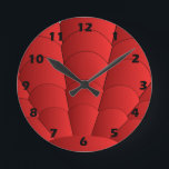 Art Deco Muschel Design Rote Uhr<br><div class="desc">Wall clock art deco design that you can customise with any text of your choice. Should you require any help with customising then contact us through the link on this page. Art deco wall clock.</div>