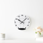 Art Deco Muschel Design Schwarz-Weiß Runde Wanduhr (Zuhause)