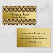 Art Deco Muschel Muster, Gold und Schwarz Visitenkarte (Vorne/Hinten)