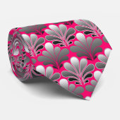 Art Deco Muschel Muster, grau und Fuchsia Pink Krawatte (Gerollt)