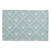 Art Deco Muschel Muster in Enteneiern blau und bei Kissenbezug (Rückseite)