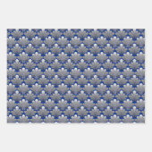 Art Deco Muschel Muster, Kupfer, Silber und Gold Geschenkpapier Set (Vorderseite 2)