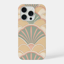 Art Deco Muschelwelle Vintage Salbei Pfirsich iPhone 15 Pro Hülle