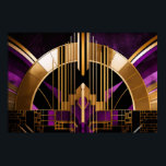 Art Deco Music Hall, Lila, Gold, Black Poster<br><div class="desc">Eine atemberaubende Darstellung einer Musikhalle im Art-Déco-Stil. Die Farben Gold,  Purpel und Schwarz verleihen dem Ganzen ein elegantes und raffiniertes Aussehen. Die geometrischen Formen und die Symmetrie sind wunderschön.</div>
