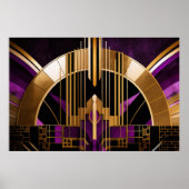 Art Deco Music Hall, Lila, Gold, Black Poster (Vorne)