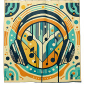 Art Deco Musical Earphones Duschvorhang (Vorderseite)