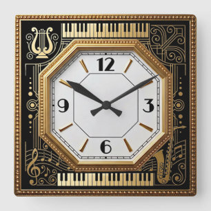 Art Deco Musik Quadratische Wanduhr