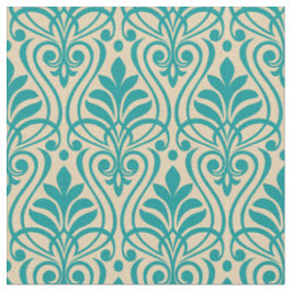 Art Deco Muster 01 - Aquamarin auf Off-White Stoff