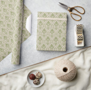 Art Deco Muster 01 - Camouflage Green on White Geschenkpapier