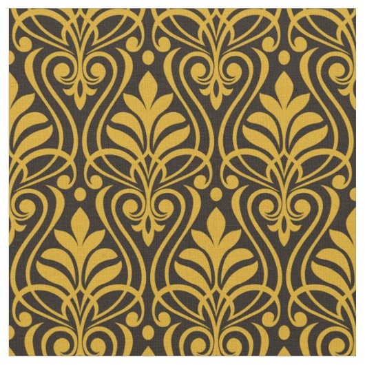 Art Deco Muster 01 - Deko Gold 2 auf Black Stoff (Nahaufnahme)