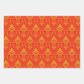 Art Deco Muster 01 - Deko Gold 2 auf Carmine Red Geschenkpapier Set (Vorderseite)