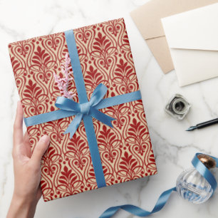 Art Deco Muster 01 - Dunkelrot auf Off-White Geschenkpapier