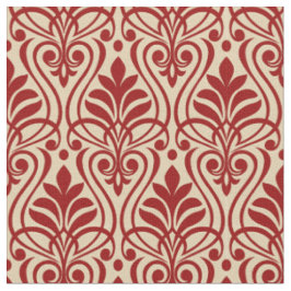 Art Deco Muster 01 - Dunkelrot auf Off-White Stoff