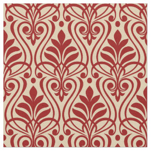 Art Deco Muster 01 - Dunkelrot auf Off-White Stoff