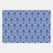 Art Deco Muster 01 - Dunkles Blau auf Lavender Blu Geschenkpapier Set (Vorderseite 2)