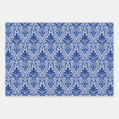 Art Deco Muster 01 - Dunkles Blau auf Lavender Blu Geschenkpapier Set (Vorderseite)