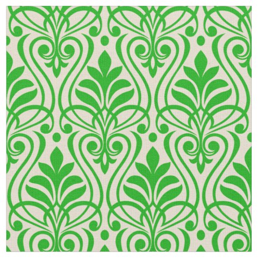 Art-Deco-Muster 01 - Dunkles Lime Green auf Off-Wh Stoff (Nahaufnahme)
