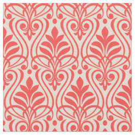 Art Deco Muster 01 - Hellrot auf Off-White Stoff