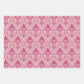 Art Deco Muster 01 - Himbeerrosa auf hellrosa Geschenkpapier Set (Vorderseite)