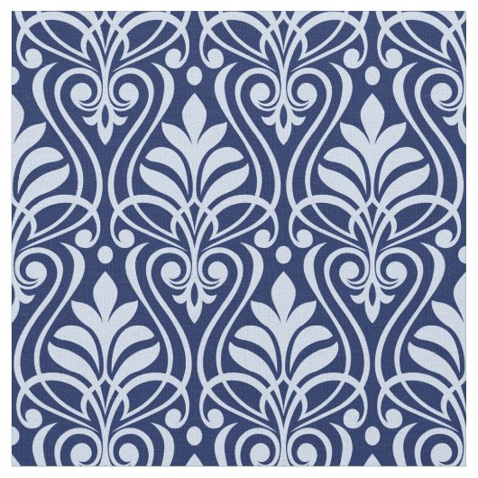 Art Deco Muster 01 - Lavender Blue on Dark Blue Stoff (Nahaufnahme)