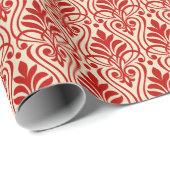 Art Deco Muster 01 - Milano Red auf Off-White Geschenkpapier (Rolleneckpunkt)