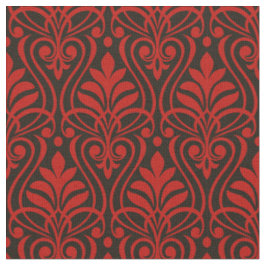 Art Deco Muster 01 - Milano Rot auf Schwarz Stoff